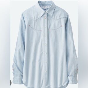 Inés de la Ferrsange Uniqlo western style 
Light Blue Button Down Shirt size L